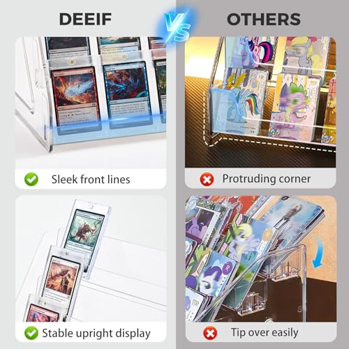 DEEIF 4 Tier Acrylic Trading Card Display Stand, 12" Riser Display Shelf for Magnetic Holders, Toploaders, PSA Graded Cards, TCG Sports Card Collection (1 Pack) - size: 4Tier, 1Pack