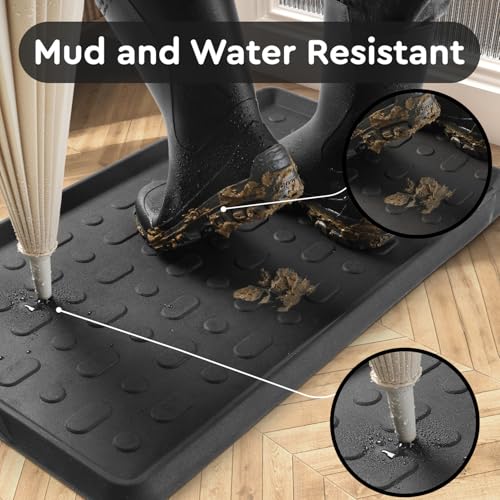 tchdio Durable Rubber Boot Tray and Shoe Mat for Entryway - Heavy Duty Waterproof Shoe Tray Organizer, Non Slip Boot Trays for Front Door, Entryway Muddy Shoes Storage, 16x27.5 Inches - color: Black Dots, size: 16"x27.5"