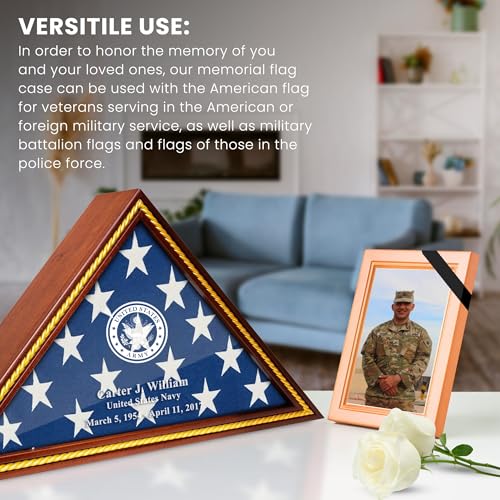Officially Licensed U.S. Army Flag Display Case – Solid Wood Military Flag Case with Personalized Engraving – Veteran, Memorial & Retirement Gift – Fits 5’ x 9.5’ Folded Flag (Rustic Brown) - color: Rustic Brown