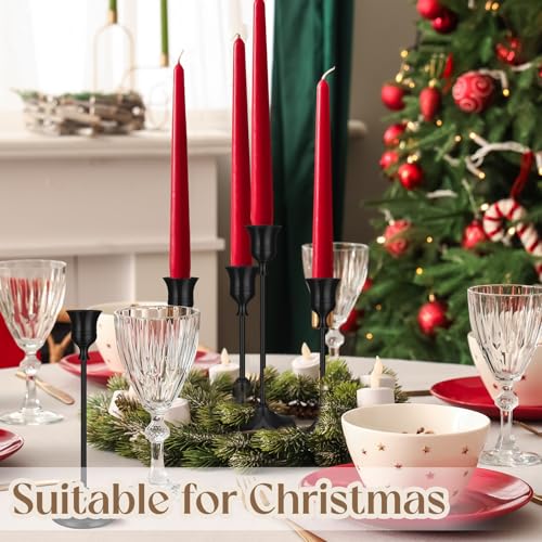 24PCS Brass Gold Taper Candle Holders Set, Vintage Metal Candlestick Holders for Table Centerpiece, Wedding Reception, Festive Christmas Mantel Decoration Black - color: Black