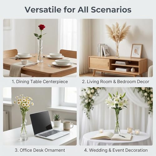 9.7 Inch Spiral Glass Vase with Angled Neck Handblown Minimalist Bud Vase for Modern Home Table Decor