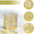 LOVEINUSA 48pcs Votive Candles Holders Wraps, Gold Tea Light Candle Fairy Home Decoration (No Bottom) - color: Gold