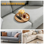 Acacia Wood Sofa Tray, Folding Couch Table Insert for Middle Portable Couch Armrest Trays Perfect for Drinks, Snacks, Phone, Remote Control (Circle) - color: Circle
