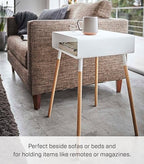 YAMAZAKI Home Plain Side Table with Open Storage Shelf, Rectangular Accent Space Saving Living Room Bedroom Couch End Table - Tall, 23" - Steel + Wood - color: White, size: Tall