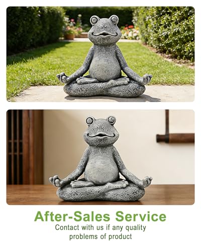 Nacome Meditating Frog Miniature Figurine, Zen Yoga Frog Statue Ornament - Indoor/Outdoor Garden & Home Decoration, 5 inch (Grey)