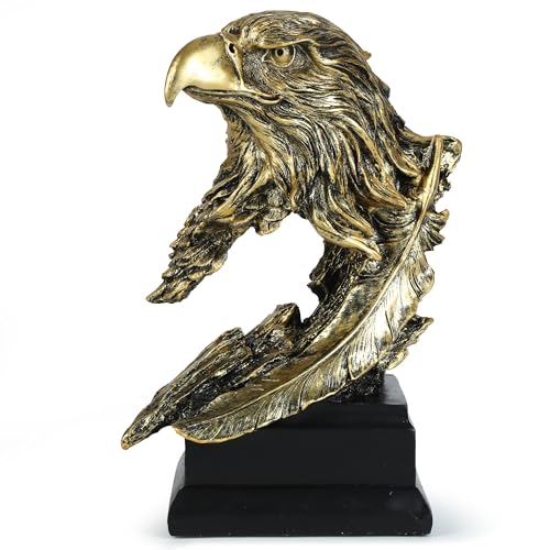 H&W Golden Bald Eagle Figurines - The USA's National Emblem - Resin Statue Decoration for Home/Study/Living Room, Great Collectible Figurines, Best Gift for The Man, Golden (HH17-D4) - color: Eagle-golden