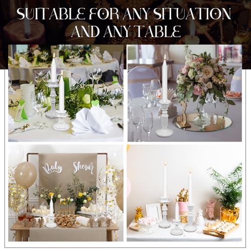Suclain 3 Pcs Vintage Candlestick Holders Taper Resin Candle Holder Retro Antique Candle Holder Floral Decorative Candlesticks for Wedding Anniversary Table Centerpieces Fireplace Home Decor (White) - color: White
