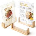 Acrylic Sign Holder 8.5 x 11 with Wood Base 3 Pack, Anti-Slip Silicone Bottom Menu Stand for Table, Clear Double Sided T-Shape & Slanted L-Shape Flyer Display for Office, Restaurant, Wedding - color: 3pk