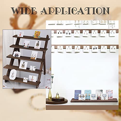 PH PandaHall Wooden Jewelry Display Stands, 3-Slot Wood Earring Card Holder Portable Jewelry Organizer Table Displays for Selling Earring Showing Jewelry Displaying, 15x3inch, Brown - color: Brown