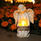 Angel Statue Outdoor Decor, Angel Gardening Gifts with Solar LED Lights - style: Lotus