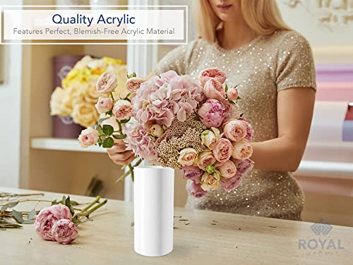 Royal Imports Flower Acrylic Vases Cylinders - Decorative Centerpiece Display for Home or Wedding - Non Breakable Plastic, 5X10 - White - size: 5"x10"
