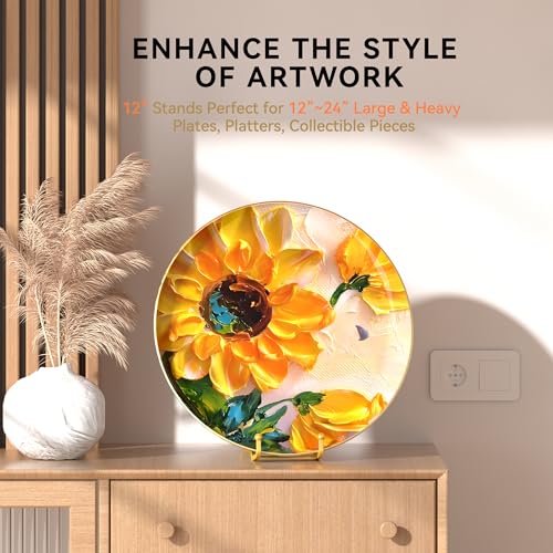 IPAME Plate Stands for Display 12 Inch Heavy Duty - Metal Picture Frame Easel Stands for Large Plates, Books, Platters, Plaques, Decor (Gold 2 Pack) - size: 12 Inch