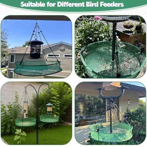 2Pcs Bird Seed Catcher Tray for Hanging Bird Feeder Platform, 20'' Birdseed Hoop for Hummingbird Feeders Bee Feeder, Outdoor Feeder Accessory(Upgraded Against Strong Winds) - color: 2PCS