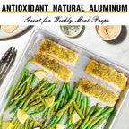 Commercial Quality Baking Sheet Pan Set, Natural Aluminum Cookie Sheet, Umite Chef Warp Resistant Baker's Half Sheet Pan, Large Thick Cookie Tray Pans for Baking, Roasting(2 Pack, 18X13In) - size: 18x13in