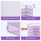 7 Tier Paper Organizer - Mesh Desktop File Holder with Handles for Office School Desk, Black (Purple) - color: Purple