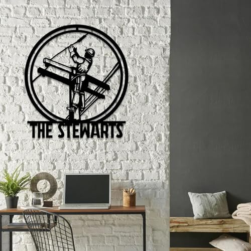 Personalized Lineman Metal Sign, Custom Name Wall Art, Home Decor, Lineman Gift, Custom Metal Sign Wall Decor, Handmade, Room Decor, Wall Hanging (02 Lineman) - color: 02 Lineman