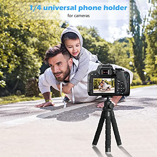 Ubeesize Phone Tripod, Portable and Flexible Tripods with Wireless Remote and Clip, Cell Phone Tripode Stand for Video Recording - color: Black, style: Standard