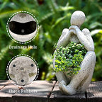 Large Planters for Outdoor Indoor Plants Head Face Planter Pot Unique Succulent Planters Flower Vase with Drainage Hole Thinker - color: Man