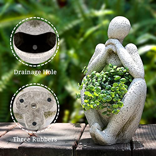 Large Planters for Outdoor Indoor Plants Head Face Planter Pot Unique Succulent Planters Flower Vase with Drainage Hole Thinker - color: Man