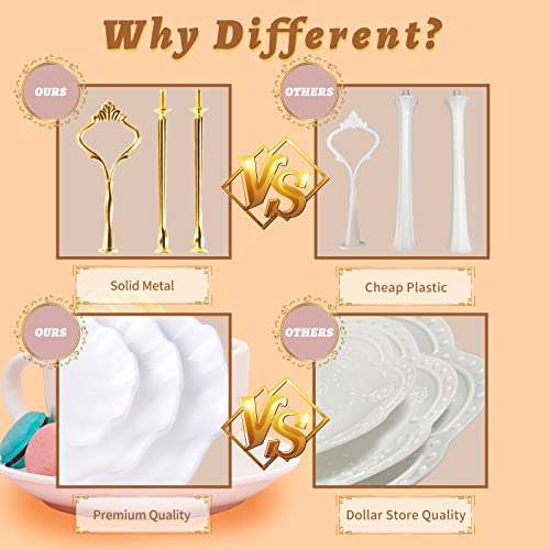 BACUTHY 3 Tier Cupcake Stand Holder, Plastic Cup Cake Stand Towel with Tiered Serving Tray for Cupcakes, Donuts, Fruits and More, White (White) - color: White