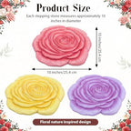 Cinnvoice 3 Pack Garden Stepping Stone Outdoor, Decorative Dimensional Resin Stepping Stones for Patio Pathway Landscaping Walkway Sculpture Yard Backyard Lawn(Rose,10 Inches) - size: 10 Inches, style: Rose