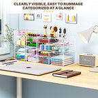 caktraie Makeup Organizer Storage With 16 Drawers, 4 Pcs Desktop Office Supplies, Desk Organizers, Clear Accessories, Dustproof Storage Drawer and for Make Up, Jewelry, Pen, Stationary - size: 16 Drawers