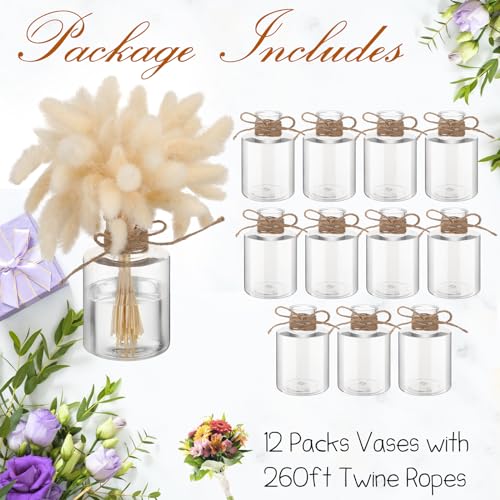 Bokon 12 Pcs Plastic Bud Vases in Bulk for Table Centerpieces, 4.7in Hyacinth Avocado Growing Bud Vase Bulk, Small Flower Bulb Plant Containers for Wedding Room Table Decorations (Straight Style) - style: Straight Style
