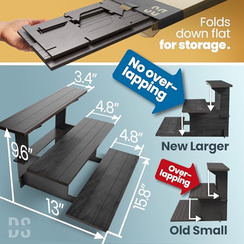 DS The Display Store Straight Black Wooden Tiered Stand, Portable Products Shelf, Jewelry and Card Rack, Risers, Altar Shelf, Stand for Vendor Events - color: Black