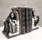 Ebros Gift Gothic Grim Reaper Dark Lord Sitting On Skulls and Skeleton Bones Thrones Pair of Bookends Statue 7" Tall Bibliography Macabre Ossuary Figurine As Halloween Decor