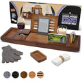 Temple Spring Bamboo Bathtub Tray Caddy for Tub — Expandable Wood Bath Tray with Solid Book Stand Wine Holder and Non-Slip Pads — Includes Bamboo Soap Dish and Spa Accessories — Luxury Bath Gift Set - color: Brown