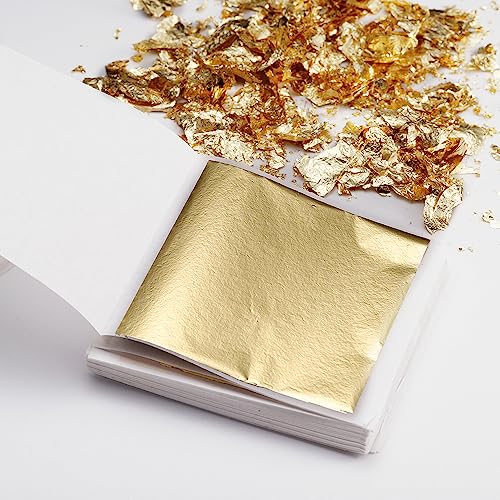 400 Pcs Imitation Rose Silver Gold Leaf Sheets for Resin, Gold Foils Sheets Paper Nail Foil for Paint, Resin, Nails, Jewelry, Arts, Gilding Crafting, Decoration, Sculpture, Furniture