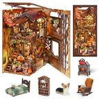 TOYQI Book Nook Kit, Book Nook Kits for Adults, DIY Miniature Dollhouse Kit 3D Wooden Puzzle Booknook Bookend with LED Light - style: TWILIGHT COTTAGE