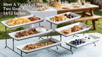 Gomakren 3 Tier Serving Trays Stand 14 Inches Serving Platters Rectangular Large Serving Plates for Party Display Set Collapsible Sturdier Rack, White Serving Trays and Platters - color: Black, size: 15.7" x 13.5" x 9.2"