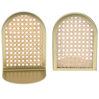 Home Decor Series Gold Natural Rattan Tabletop Bookends - Non-Skid Book Organizer for Home Office Shelf Bedroom Library Decor