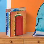 Acrimet Metal Bookends, Jumbo Size 9" H x 4" W x 4-1/2" D, Non-Skid Book Stand for Shelves, Heavy Duty Book Stopper, Red, 1 Pair - color: Red