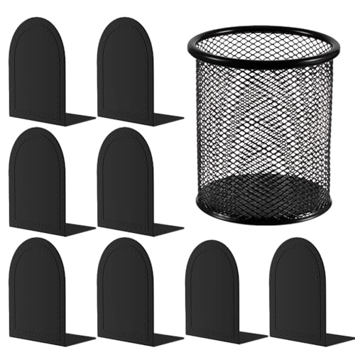 4 Pair Book Ends Metal BookEnds Universal Economy Bookend (Black, 4 Pair) - color: Black, size: 4 pair
