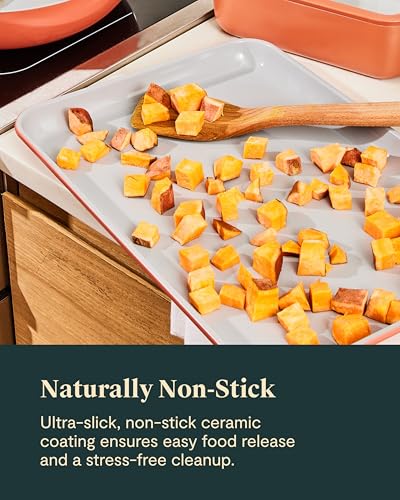 Caraway Non-Stick Ceramic Baking Sheet Duo - Naturally Slick Ceramic Coating - Non-Toxic, PTFE & PFOA Free - 18 x 13" Large & 15 x 10" Medium - Black - color: Black, size: Baking Sheet Duo