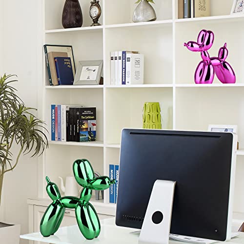 Balloon Dog Sculpture Modern Home Decor Collectible Figurines Funky Statues for Bedroom Trendy Animal Decor for Coffee Table Living Room Decor Art Resin Decor Office Standing Desk Decor - color: Green, size: 6.6*6.6*2.8inch
