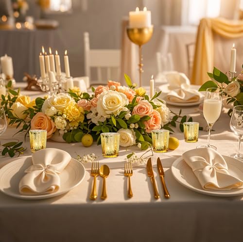 UPBUD Gold Votive Candle Holders Set of 24, Speckled Mercury Candle Holders for Wedding Gold Centerpiece Table Decorations, Tealight Candle Holder for Party Bridal Shower Decor, Home Decor - color: Gold