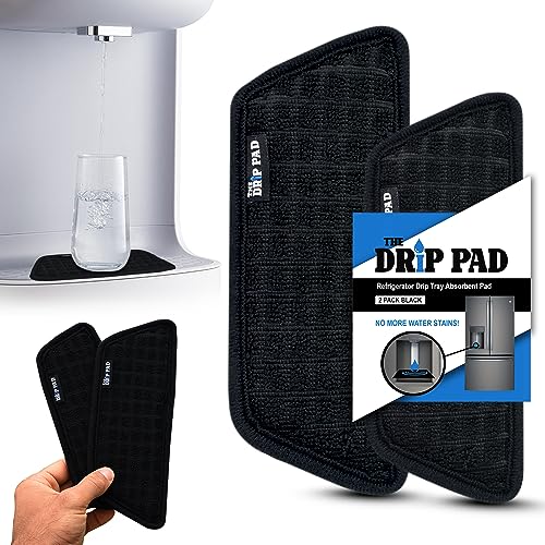 Refrigerator Drip Catcher for Water Tray, Protects Ice and Water Dispenser Pan From Spills, Mineral Build-Up and Water Splatter (2 pack, Black) (Rectangular) - style: Black Rectangular