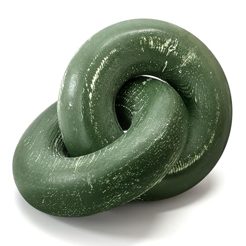 EOSAHR Rustic Decor Pine Wood Knot Wooden Chain Link Accent for Coffee Table, Office Decor & Dining Table Simple Modern Desk Decor for Warm Home Office (Green) - color: Green