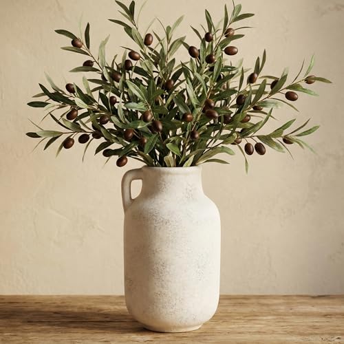 Ceramic Vase for Home Decor - 9.53 Inch Large White Farmhouse Vase, Rustic Handmade Flower Vase for Table Centerpiece, Living Room Shelf, Kitchen & Wedding Decor - color: 9.53”h-antique