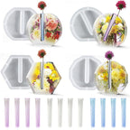 Resin Molds Vase Plant Propagation Station Epoxy Silicone Molds with 12 Test Tubes Hydroponic Flower Holder Home Office Decoration (Round, Semicircle, Oval, Dodecagon) - color: 4 vase mold 12 tubes