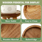 Vaveren Small Wooden Riser Wooden Pedestal for Display Tray Display Riser for Entry Table Farmhouse Kitchen Tabletop Centerpieces , Round 12.9x4cm - color: Round 12.9x4cm