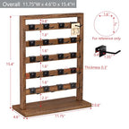 Ikee Design Free Assemble 2 Pcs Set Wooden Jewelry Display Rack with 20 Removable Metal Hooks/Each, Earring Card Display Holder Stand for Necklaces,Bracelet, Keychain Stand, Brown Color - color: 9) Brown, 2 Pieces