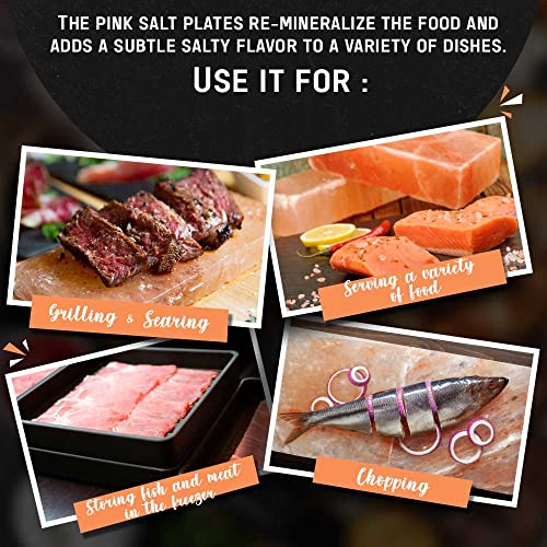 Pride Of India | Pink Salt Crystal Accessories (Pink Salt Crystal Cooking Tray - 8 by 4 inch) | Perfect for Grilling, Searing, Cutting, BBQ, Serving | Carries 84 Traces of Minerals - color: Pink Salt Crystal Cooking Tray - 8 By 4 Inch
