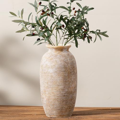 Ceramic Flower Vase, 12.5" Large Rustic Farmhouse Vases Home Decor Tall Pottery Decorative Pampas Vase for Table Living Room Entryway Mantel Bookshelf Bedroom Bathroom Kitchen-Yellow - color: 12.5“ H - Yellow
