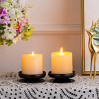 Pcs of 4 Spike Candle Holder Iron Candle Plate Pillar Candle Holder, Black, Decorative Iron Pillar Candle Plate, 3.6" Diameter Pedestal Candle Stand for LED & Wax Candles, Incense Cones, Spa, Weddings - size: 4 Pcs