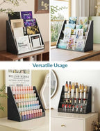 NiHome Pine Wood and Acrylic Trading Card Display Stand, 4-Tier Stepped Holder Compatible with PSA CGC BGS Graded Slabs or 35PT Cards, Stackable Tool-Free Card Organizer for Desk and Shelf