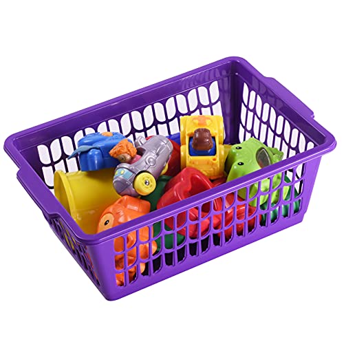 YBM HOME Plastic Perforated Storage Basket Bin Office Drawer, Shelf Desktop Countertop Tray Organizer 32-1188 (6, Purple) - color: Purple, size: Pack of 6